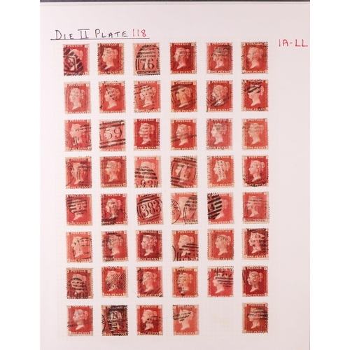 1539 - GB.QUEEN VICTORIA 1864-79 PENNY PLATE RECONSTRUCTION.  1d reds plate 118 (SG 43/44) largely complete... 