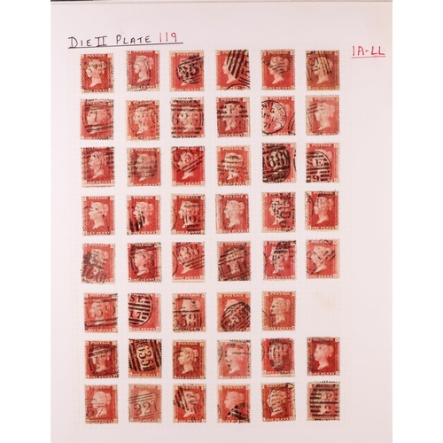 1540 - GB.QUEEN VICTORIA 1864-79 PENNY PLATE RECONSTRUCTION.  1d reds plate 119 (SG 43/44) largely complete... 