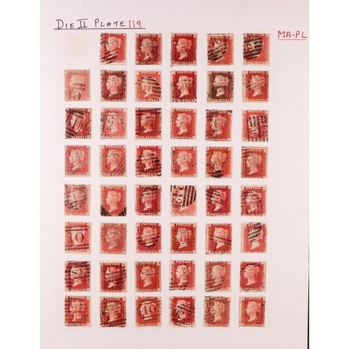 1540 - GB.QUEEN VICTORIA 1864-79 PENNY PLATE RECONSTRUCTION.  1d reds plate 119 (SG 43/44) largely complete... 