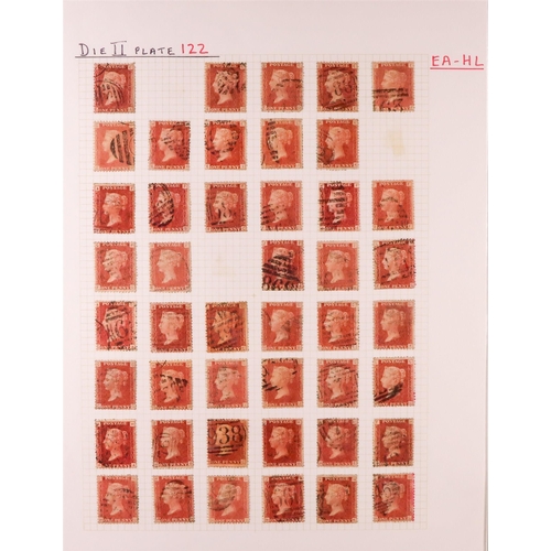 1541 - GB.QUEEN VICTORIA 1864-79 PENNY PLATE RECONSTRUCTION.  1d reds plate 122 (SG 43/44) largely complete... 