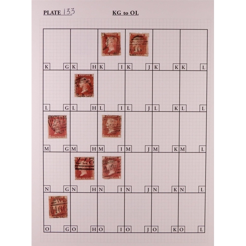 1542 - GB.QUEEN VICTORIA 1864-79 PENNY PLATE RECONSTRUCTION. 1d reds plate 133 (SG 43/44) largely complete ... 