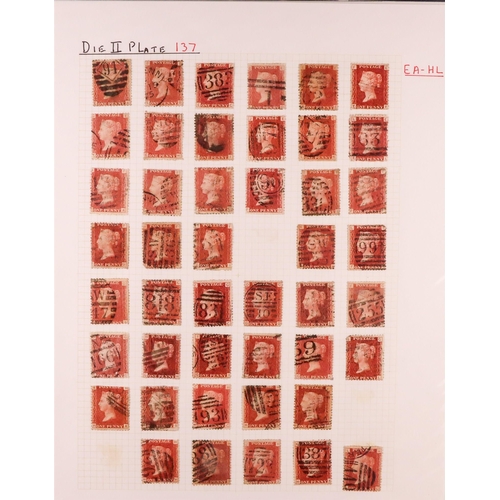 1543 - GB.QUEEN VICTORIA 1864-79 PENNY PLATE RECONSTRUCTION.  1d reds plate 137 (SG 43/44) largely complete... 