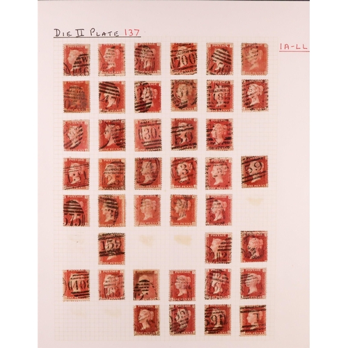 1543 - GB.QUEEN VICTORIA 1864-79 PENNY PLATE RECONSTRUCTION.  1d reds plate 137 (SG 43/44) largely complete... 