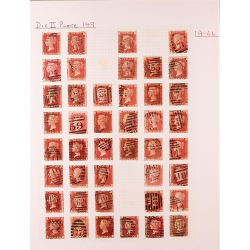 1545 - GB.QUEEN VICTORIA 1864-79 PENNY PLATE RECONSTRUCTION.  1d reds plate 149 (SG 43/44) largely complete... 