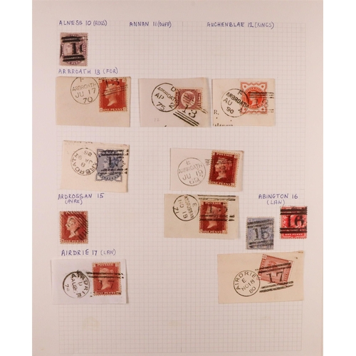 1603 - GB.QUEEN VICTORIA SCOTTISH CANCELLATIONS. A collection of 1840's - 1890's stamps chiefly on pieces, ... 