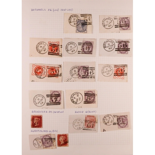 1603 - GB.QUEEN VICTORIA SCOTTISH CANCELLATIONS. A collection of 1840's - 1890's stamps chiefly on pieces, ... 