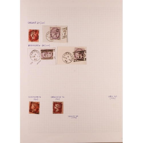 1603 - GB.QUEEN VICTORIA SCOTTISH CANCELLATIONS. A collection of 1840's - 1890's stamps chiefly on pieces, ... 