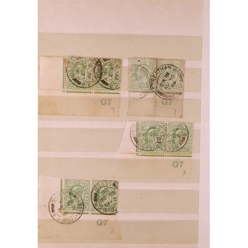 1607 - GB.EDWARD VII 1901-10 USED CONTROLS. A collection of 56 De La Rue ½d blue-green & ½d yellow-green si... 