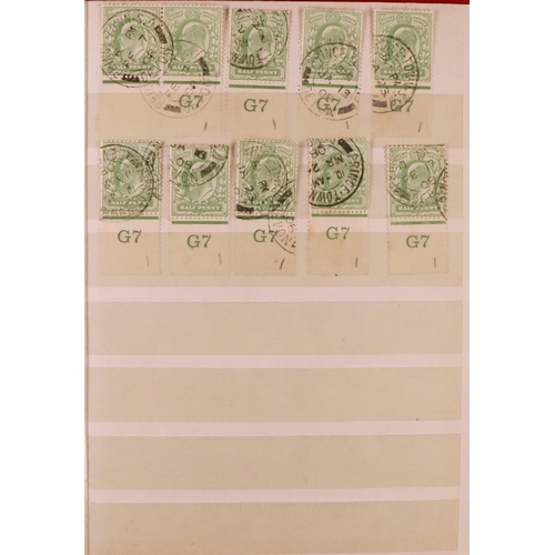 1607 - GB.EDWARD VII 1901-10 USED CONTROLS. A collection of 56 De La Rue ½d blue-green & ½d yellow-green si... 