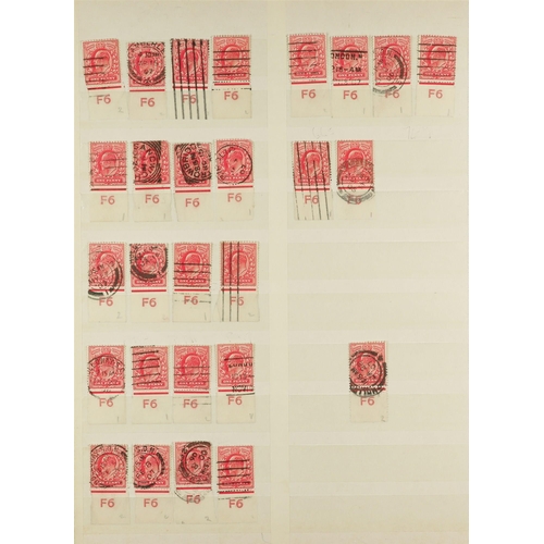 1608 - GB.EDWARD VII 1901-10 USED CONTROLS. A collection of 218 De La Rue 1d reds with control numbers, ran... 