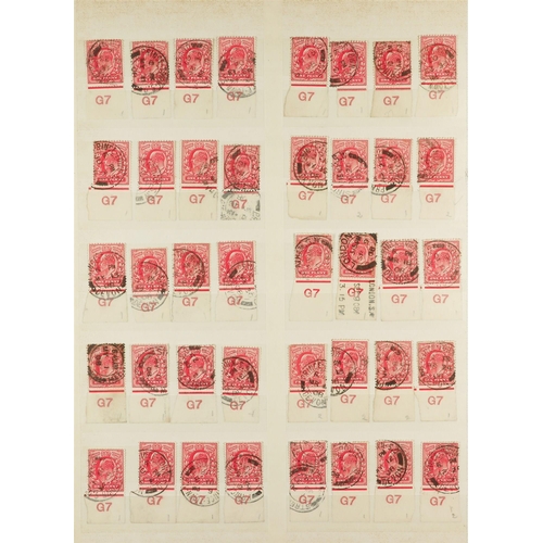 1608 - GB.EDWARD VII 1901-10 USED CONTROLS. A collection of 218 De La Rue 1d reds with control numbers, ran... 