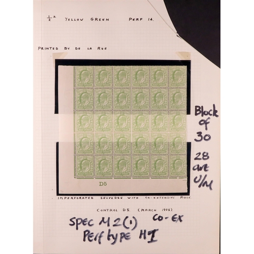 1613 - GB.EDWARD VII 1902-10 BLOCKS WITH DATE CUTS. 1902-10 De La Rue mint corner blocks 30 (2 stamps on ea... 
