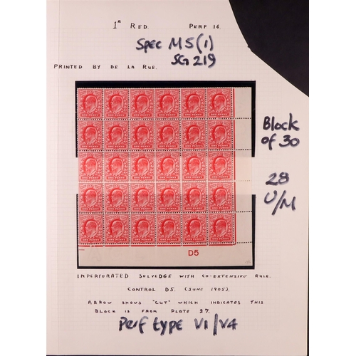 1613 - GB.EDWARD VII 1902-10 BLOCKS WITH DATE CUTS. 1902-10 De La Rue mint corner blocks 30 (2 stamps on ea... 