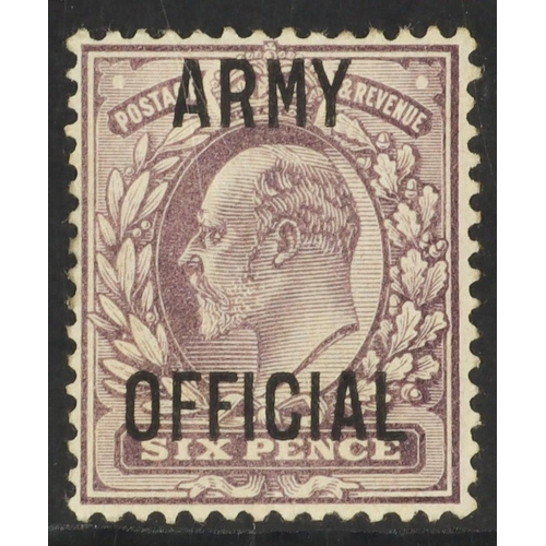 1619 - GB.EDWARD VII ARMY OFFICIAL 1903 6d pale dull purple, SG O52, mint, large part OG with paper and gum... 