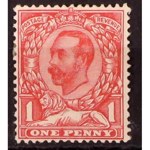 1629 - GB.GEORGE V 1911 1d red rose-pink, SG N8 (8), mint, hinge remains. Cat. £125 Lot 1629 (P) [a]