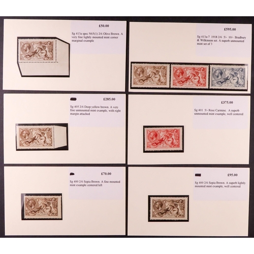 1636 - GB.GEORGE V 1913 - 1934 SEAHORSES group of 8 mint stamps on dealers retail cards (priced £1470) incl... 