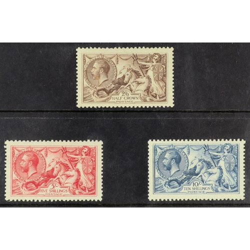 1642 - GB.GEORGE V 1918-19 Bradbury Wilkinson & Co. Seahorse set, SG 415-417, never hinged mint. Fresh, cat... 