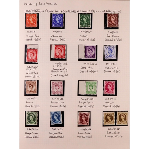 1664 - GB.ELIZABETH II 1952-1970 DEFINITIVES Never hinged mint semi-specialized collection written up on pa... 