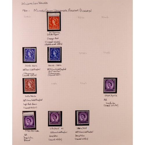 1664 - GB.ELIZABETH II 1952-1970 DEFINITIVES Never hinged mint semi-specialized collection written up on pa... 