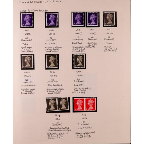 1664 - GB.ELIZABETH II 1952-1970 DEFINITIVES Never hinged mint semi-specialized collection written up on pa... 