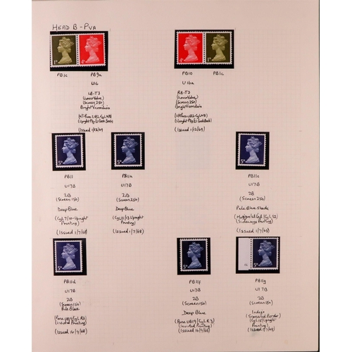 1664 - GB.ELIZABETH II 1952-1970 DEFINITIVES Never hinged mint semi-specialized collection written up on pa... 