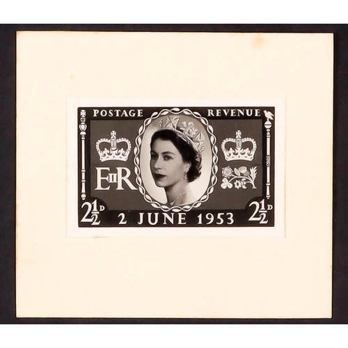 1668 - GB.ELIZABETH II 1953 2½d Coronation PHOTOGRAPHIC ESSAY mounted on card, similar to the 1s6d value bu... 