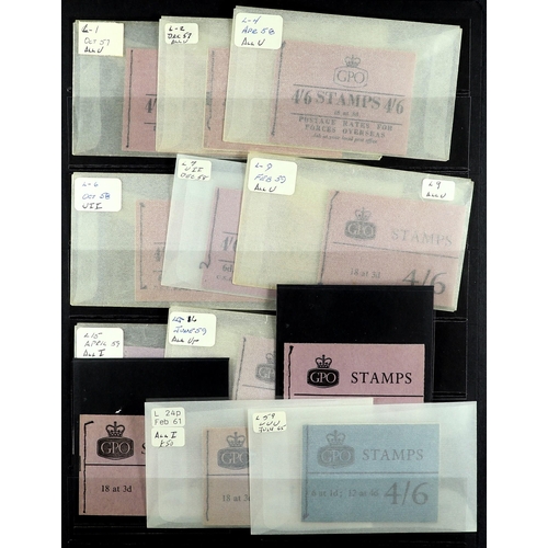 1670 - GB.ELIZABETH II 1957-65 BOOKLETS 12 different 4s.6d booklets, SG L1, 2, 4, 6, 7, 9, 15, 16, 21, 23, ... 