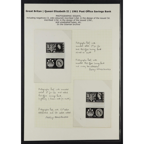 1674 - GB.ELIZABETH II 1961 POSB ESSAYS. A series of photographic essays from the Goaman archive nicely ann... 