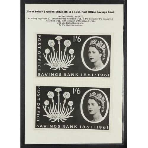 1674 - GB.ELIZABETH II 1961 POSB ESSAYS. A series of photographic essays from the Goaman archive nicely ann... 