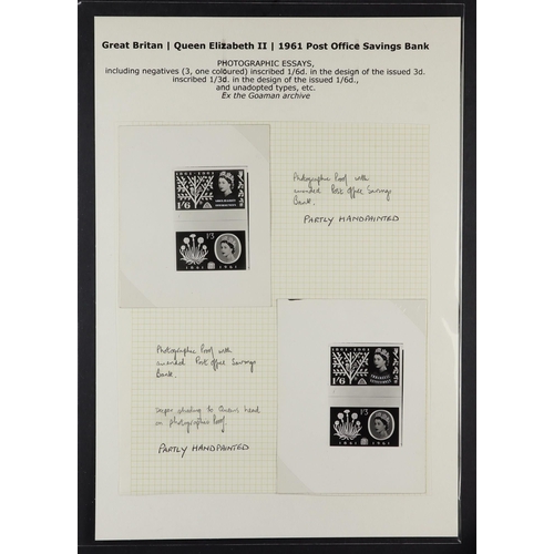 1674 - GB.ELIZABETH II 1961 POSB ESSAYS. A series of photographic essays from the Goaman archive nicely ann... 