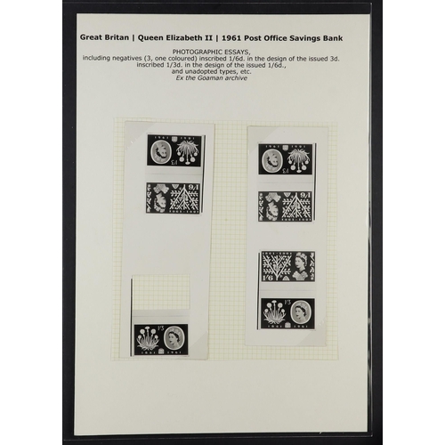 1674 - GB.ELIZABETH II 1961 POSB ESSAYS. A series of photographic essays from the Goaman archive nicely ann... 