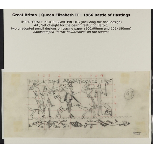 1681 - GB.ELIZABETH II 1966 Battle of Hastings intricate unadopted pencil essay on tracing paper (200 x 90m... 