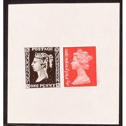 1688 - GB.ELIZABETH II 1970 MACHIN ESSAY by Andrew Restall utilising a 4d vermilion Machin stamp with 