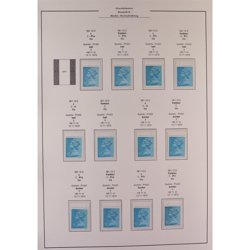 1707 - GB.ELIZABETH II 1971-2009 ½d & 1d MACHINS SPECIALIZED NEVER HINGED MINT COLLECTION expertly written ... 