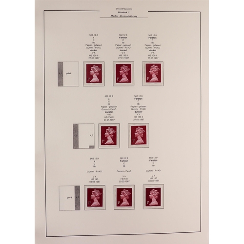 1707 - GB.ELIZABETH II 1971-2009 ½d & 1d MACHINS SPECIALIZED NEVER HINGED MINT COLLECTION expertly written ... 