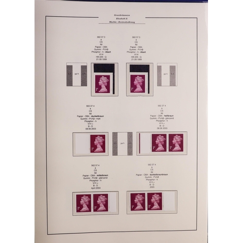 1707 - GB.ELIZABETH II 1971-2009 ½d & 1d MACHINS SPECIALIZED NEVER HINGED MINT COLLECTION expertly written ... 