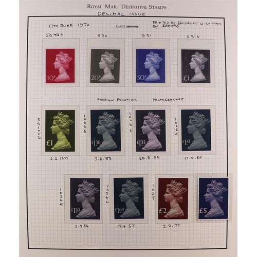 1717 - GB.ELIZABETH II 1971-2023 DEFINITIVE ISSUES Never hinged mint collection in album, includes various ... 