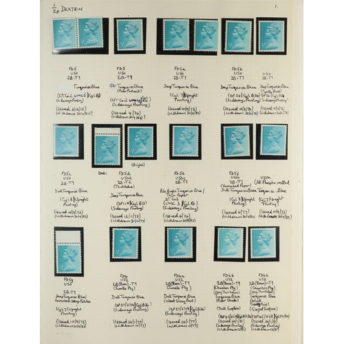 1718 - GB.ELIZABETH II 1971-2023 MACHINS DEFINITIVES SPECIALIZED NEVER HINGED MINT COLLECTION in six albums... 