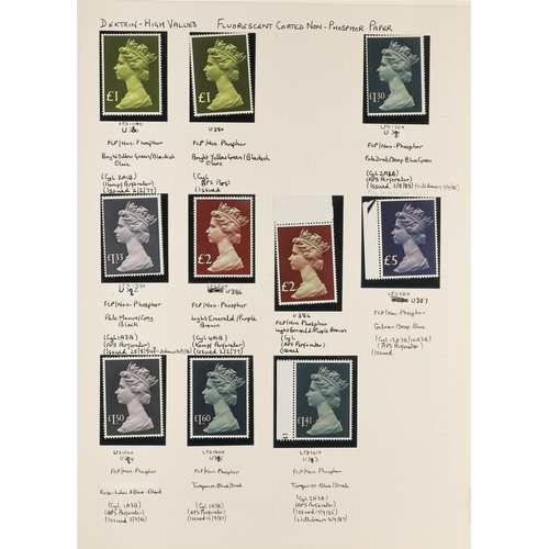 1718 - GB.ELIZABETH II 1971-2023 MACHINS DEFINITIVES SPECIALIZED NEVER HINGED MINT COLLECTION in six albums... 