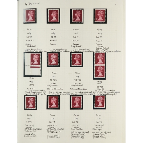 1718 - GB.ELIZABETH II 1971-2023 MACHINS DEFINITIVES SPECIALIZED NEVER HINGED MINT COLLECTION in six albums... 