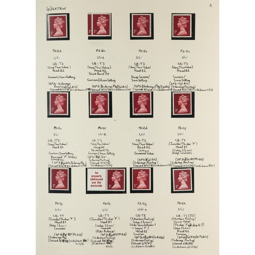 1718 - GB.ELIZABETH II 1971-2023 MACHINS DEFINITIVES SPECIALIZED NEVER HINGED MINT COLLECTION in six albums... 