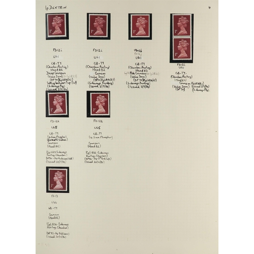 1718 - GB.ELIZABETH II 1971-2023 MACHINS DEFINITIVES SPECIALIZED NEVER HINGED MINT COLLECTION in six albums... 