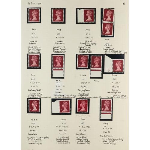 1718 - GB.ELIZABETH II 1971-2023 MACHINS DEFINITIVES SPECIALIZED NEVER HINGED MINT COLLECTION in six albums... 