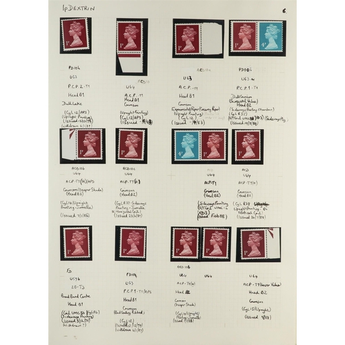 1718 - GB.ELIZABETH II 1971-2023 MACHINS DEFINITIVES SPECIALIZED NEVER HINGED MINT COLLECTION in six albums... 