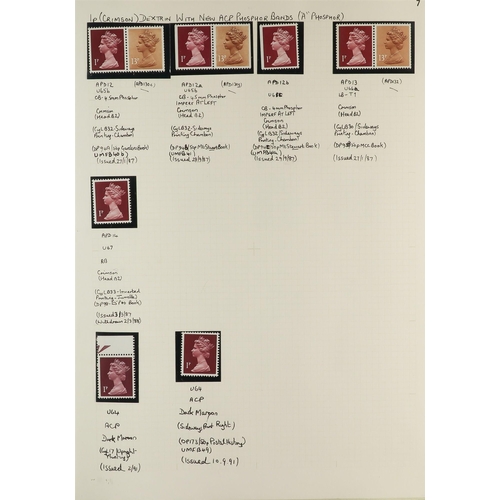 1718 - GB.ELIZABETH II 1971-2023 MACHINS DEFINITIVES SPECIALIZED NEVER HINGED MINT COLLECTION in six albums... 