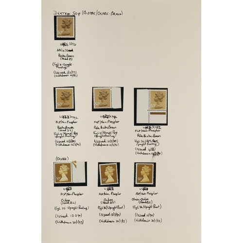 1718 - GB.ELIZABETH II 1971-2023 MACHINS DEFINITIVES SPECIALIZED NEVER HINGED MINT COLLECTION in six albums... 