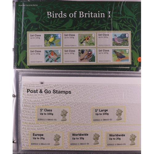 1765 - GB.ELIZABETH II 2008-2018 POST & GO STAMPS Never hinged mint collection in album, mostly in presenta... 