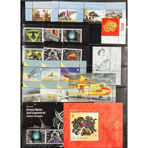 1807 - GB.ISLANDS JERSEY 2012-2023 COMPREHENSIVE NEVER HINGED MINT COLLECTION on stock pages, includes vals... 