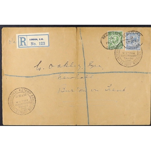 1817 - GB.FIRST DAY COVERS 1912 (18 Oct) envelope registered to Burton on Trent bearing ½d Downey and 2½d b... 