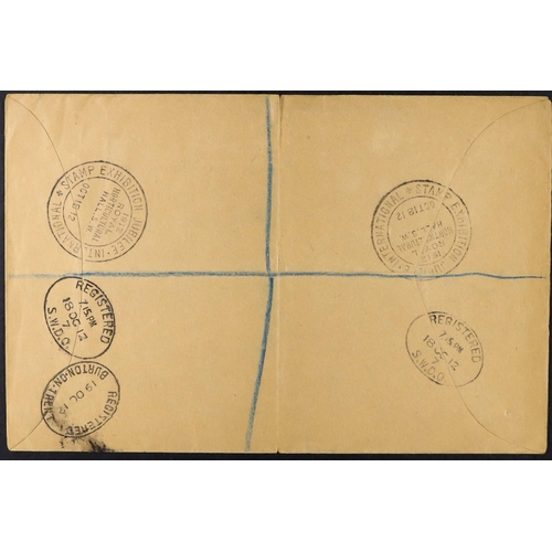 1817 - GB.FIRST DAY COVERS 1912 (18 Oct) envelope registered to Burton on Trent bearing ½d Downey and 2½d b... 